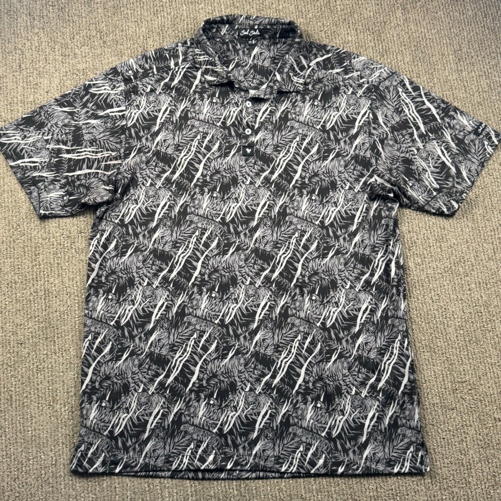 Bad Birdie Tiger Polo Golf Shirt Mens XXL Short Sleeve Performance Black Grey